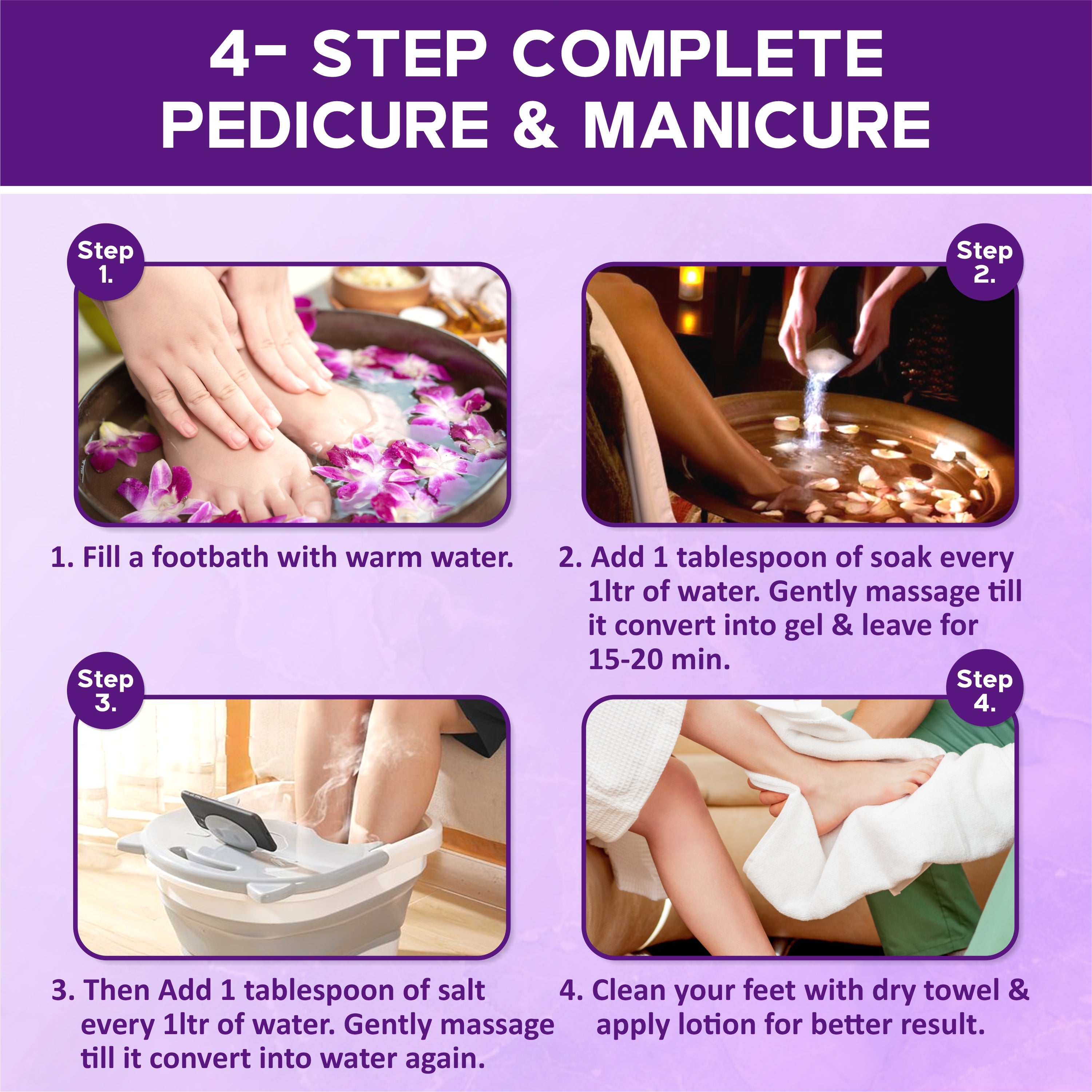 Taprin Lavender Manicure Pedicure Soak & Salt – Relaxing Spa Care for Hands & Feet (600+900)g