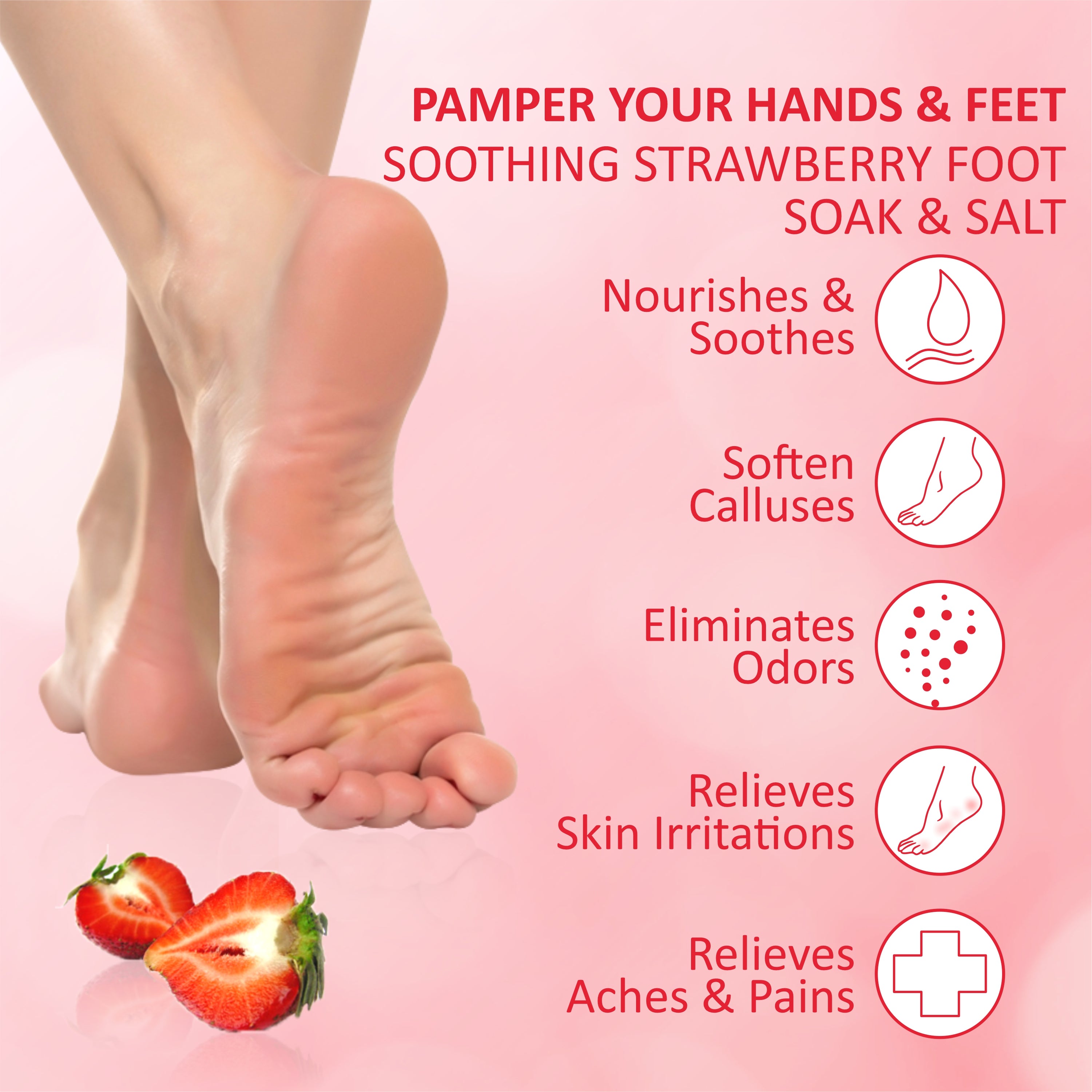 Taprin Strawberry Manicure Pedicure Soak & Salt – Fresh Glow & Care for Hands & Feet (600+900) g
