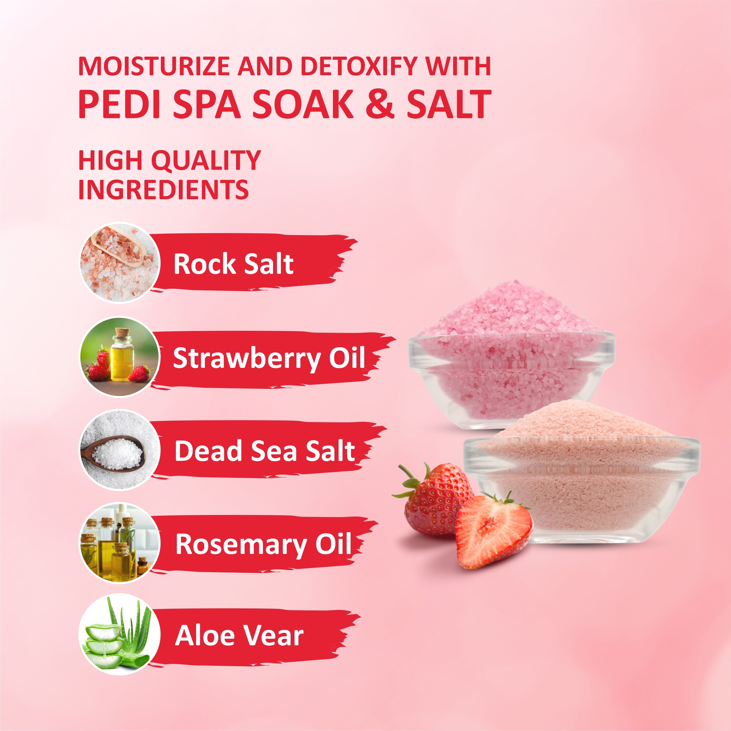 Taprin Strawberry Manicure Pedicure Soak & Salt – Fresh Glow & Care for Hands & Feet (600+900) g