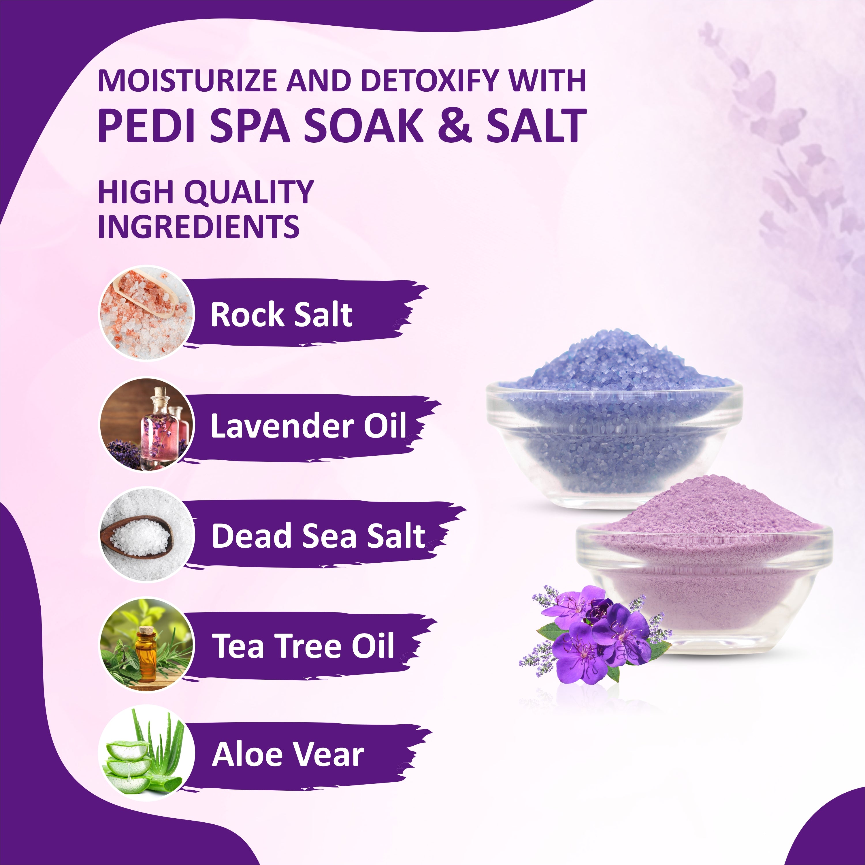 Taprin Lavender Manicure Pedicure Soak & Salt – Relaxing Spa Care for Hands & Feet (600+900)g