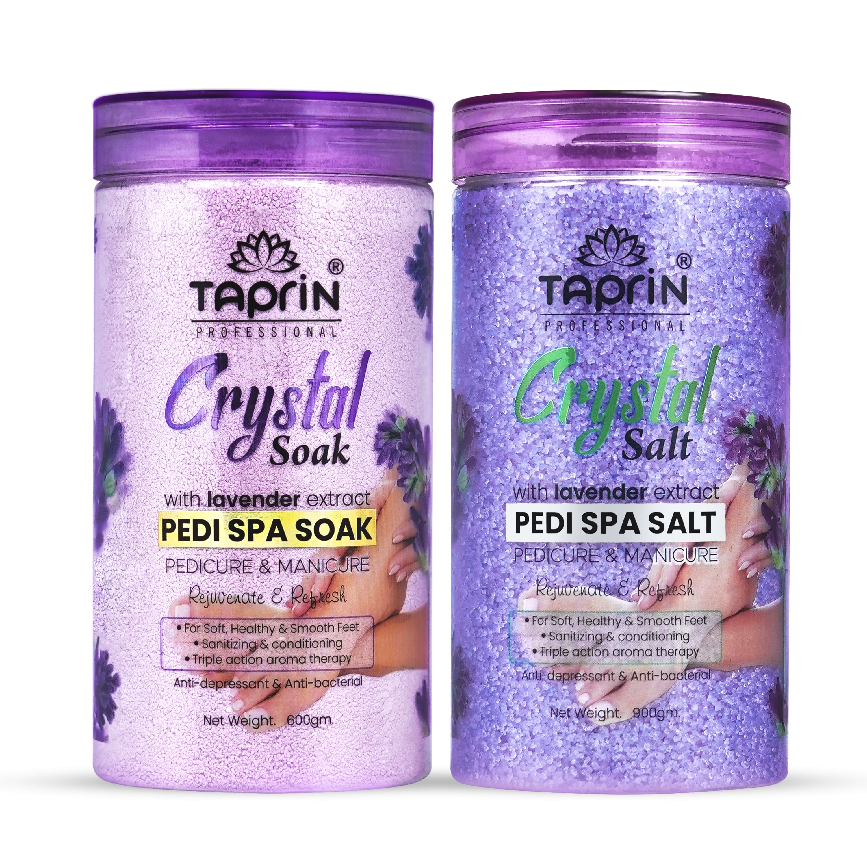 Taprin Lavender Manicure Pedicure Soak & Salt – Relaxing Spa Care for Hands & Feet (600+900)g