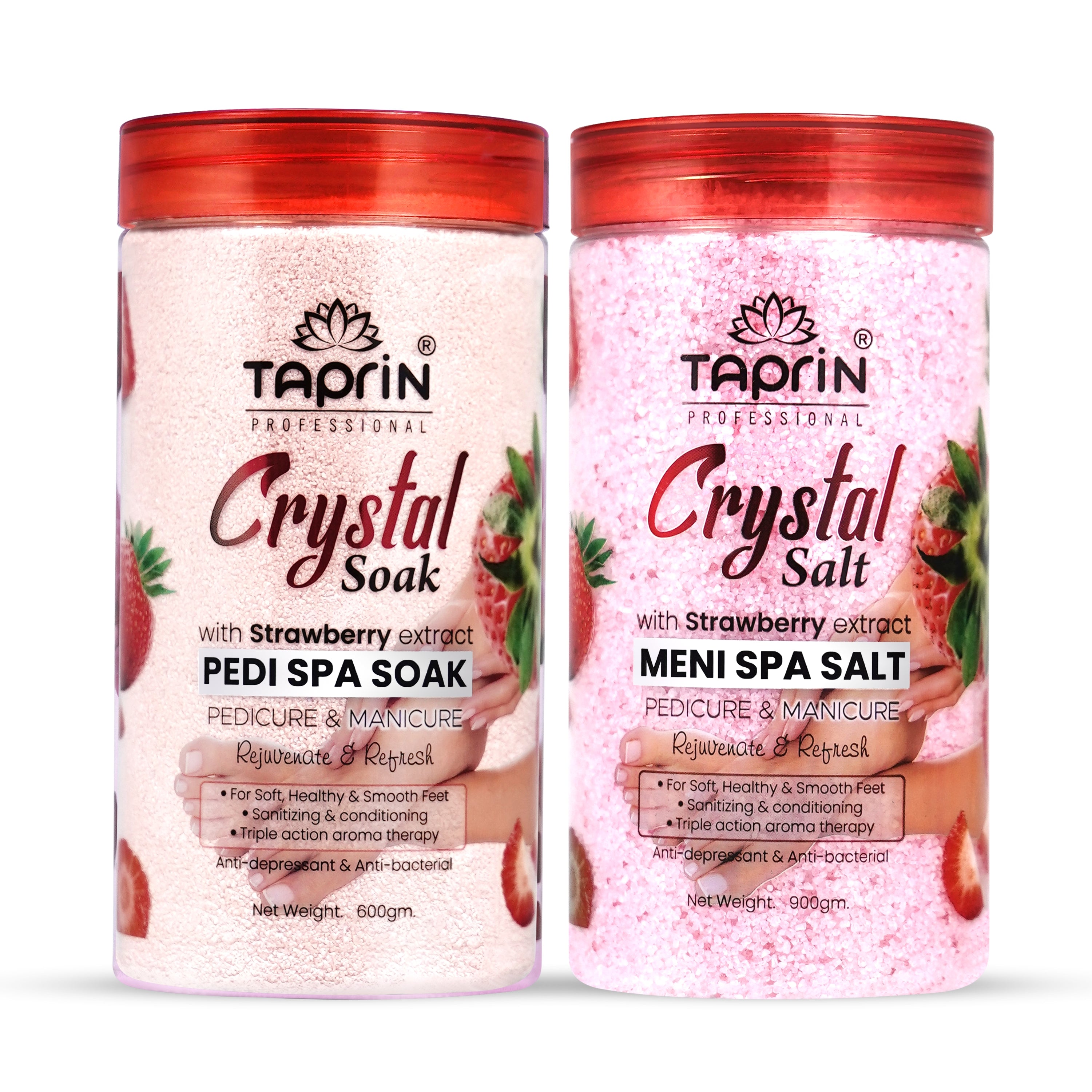 Taprin Strawberry Manicure Pedicure Soak & Salt – Fresh Glow & Care for Hands & Feet (600+900) g