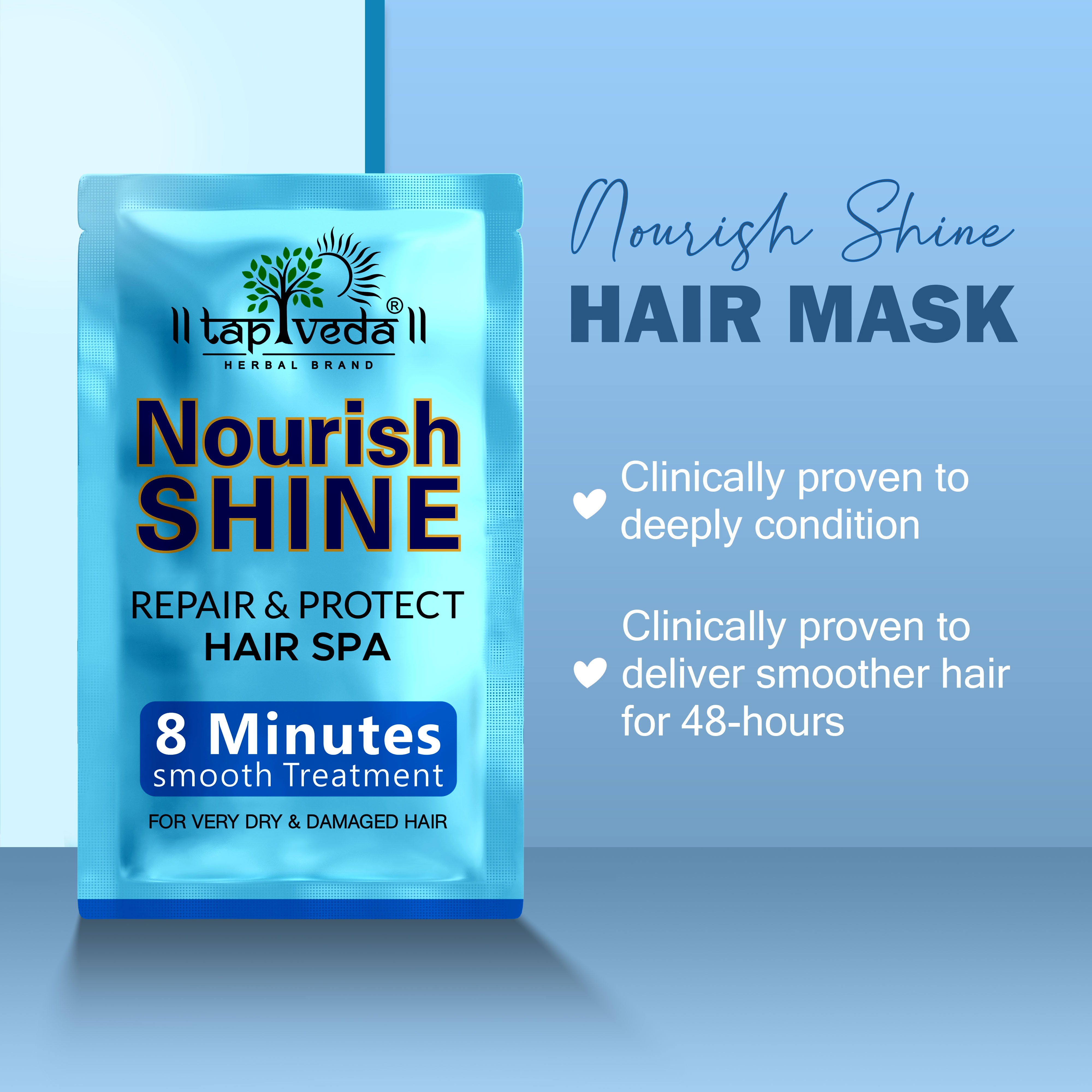 Tapveda Nourish & Shine Hydrating Hair Mask –(Pack of 3 x  100ml) | Protein-Rich Hair Mask for Dry, Frizzy & Low Porosity Hair