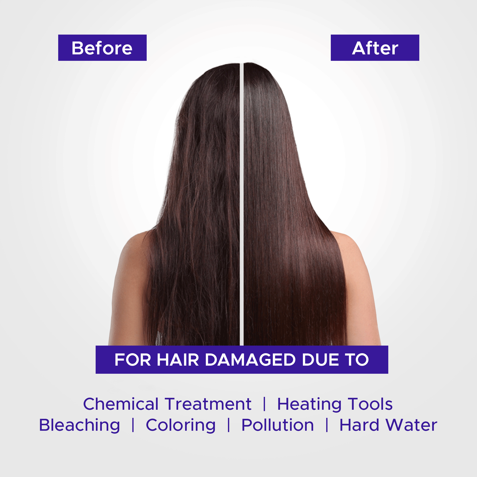 Before after nanoplastia hair treatment repairs damaged hair adds shine