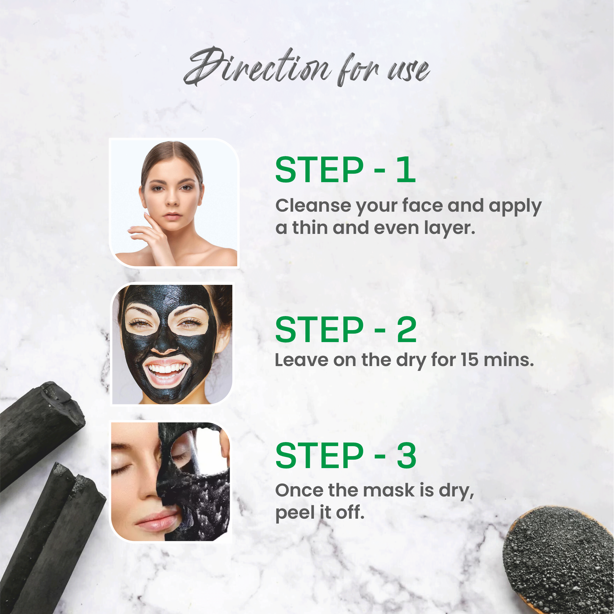 Tapveda Activated Bamboo Charcoal Peel Off Mask For Men & Women, 100g ( Pack Of 2 ) | Removes Blackheads and Whiteheads | Fade Dark Spots & Skin Nourishment