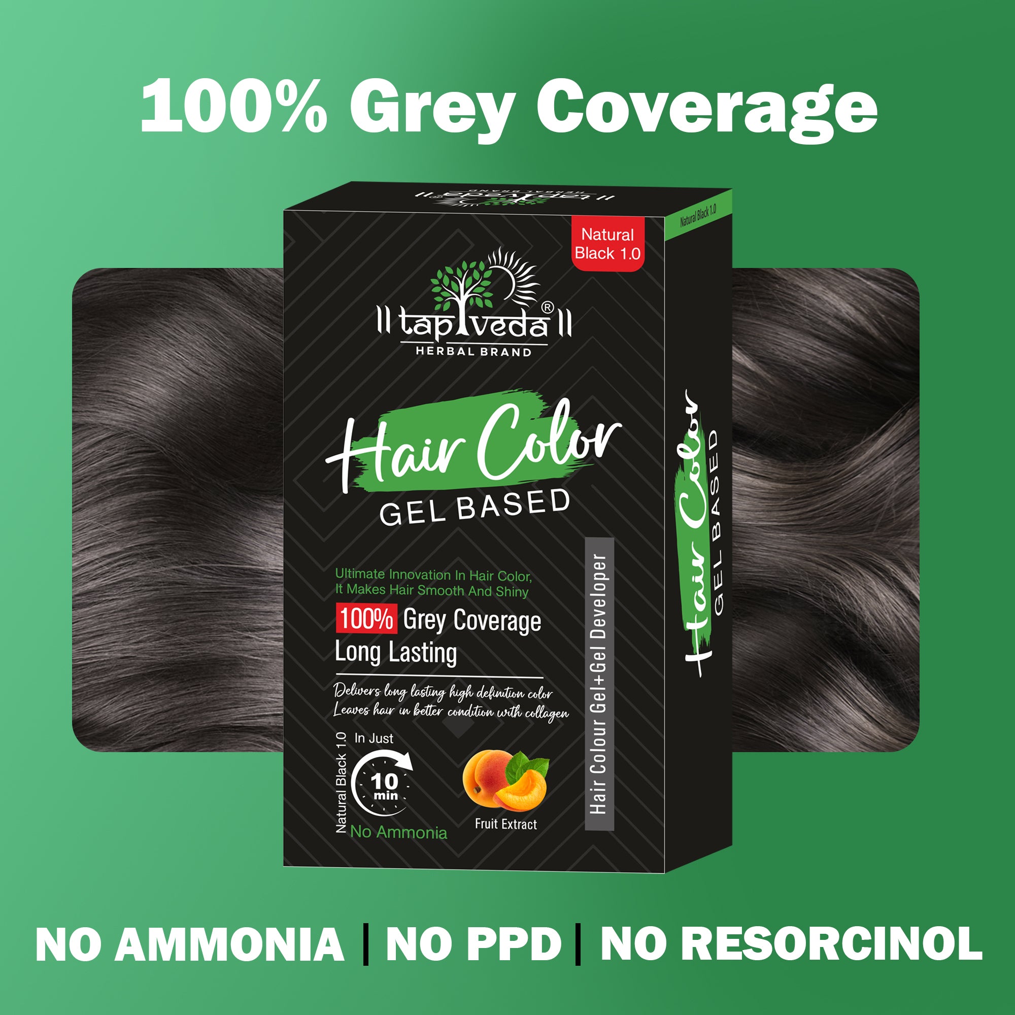 Tapveda Gel Based Hair Color, Organic & Natural Hair Color Dye for Black Hair (500ml x 2) - No Amonia, Long Lasting, 100% Grey Coverage