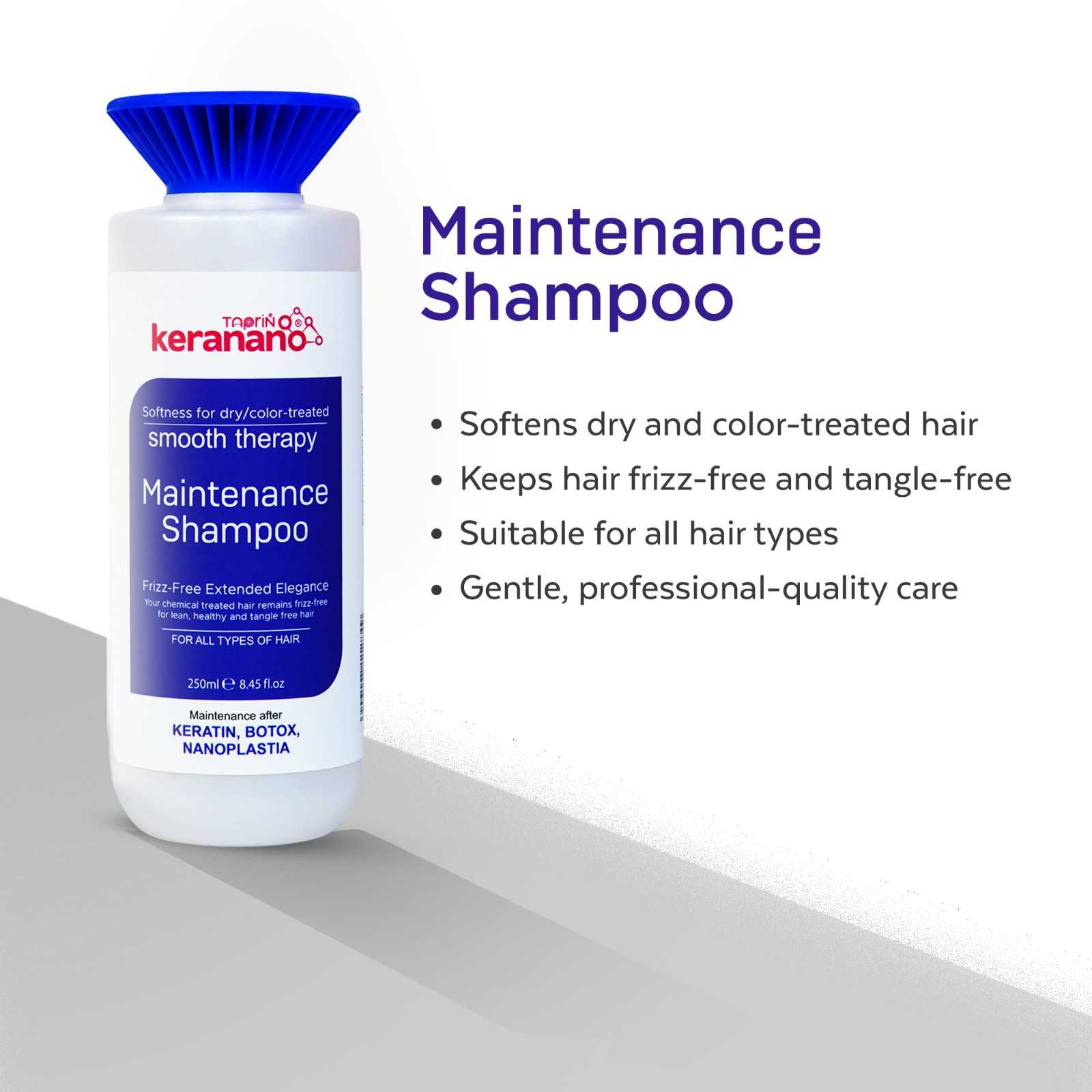 Taprin Keranano Maintainance Conditoner and Shampoo for Straight and Shiny Hairs - (Each - 250ml) x 2 | Home Care Kit