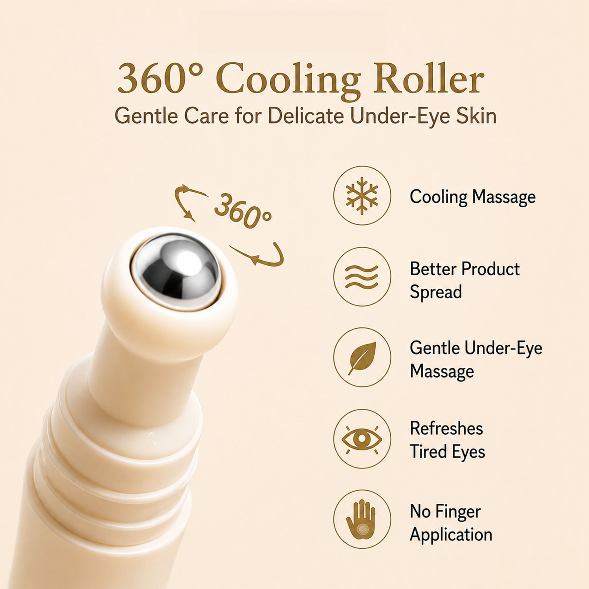 Korean Eye Cream with Centella & Bakuchiol | Hydrating Under Eye Cream with Roller for Dark Circles & Fine Line Support (15g)