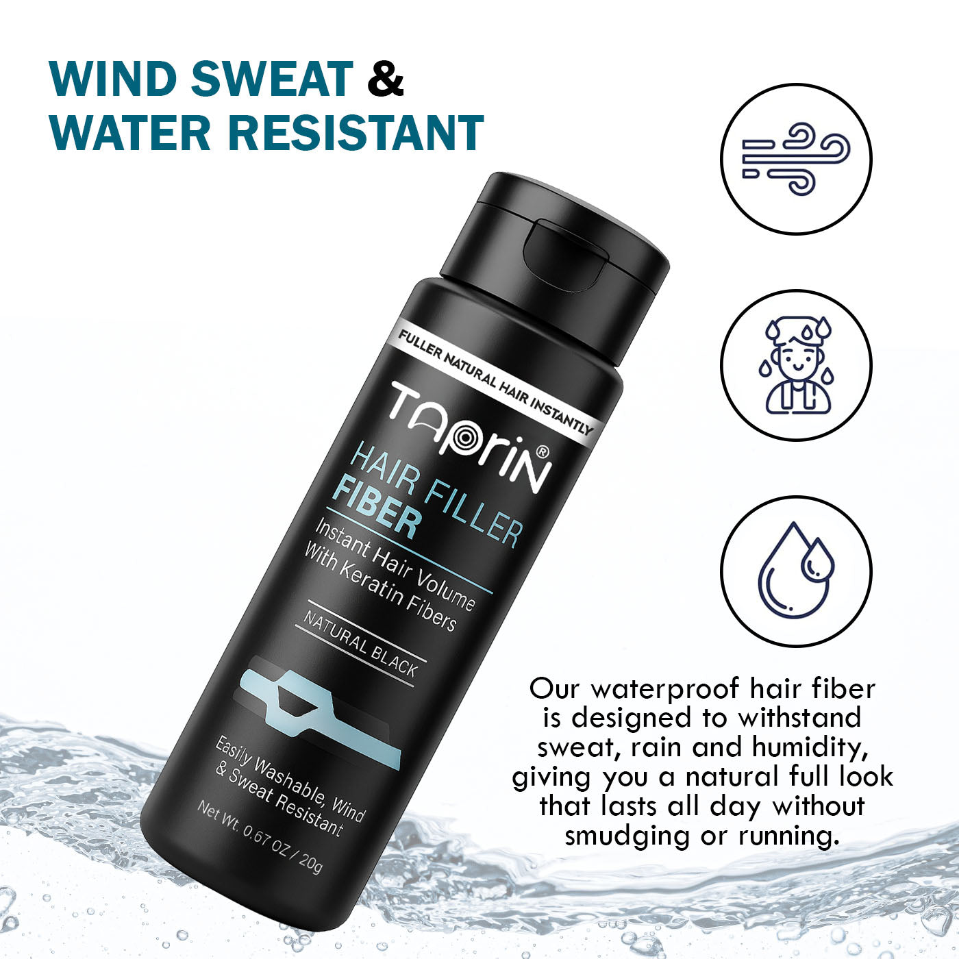 Taprin Hair Fiber with Fiber Hold Spray for Thinning Hair & Bald Spot Coverage – 20g + 100ml