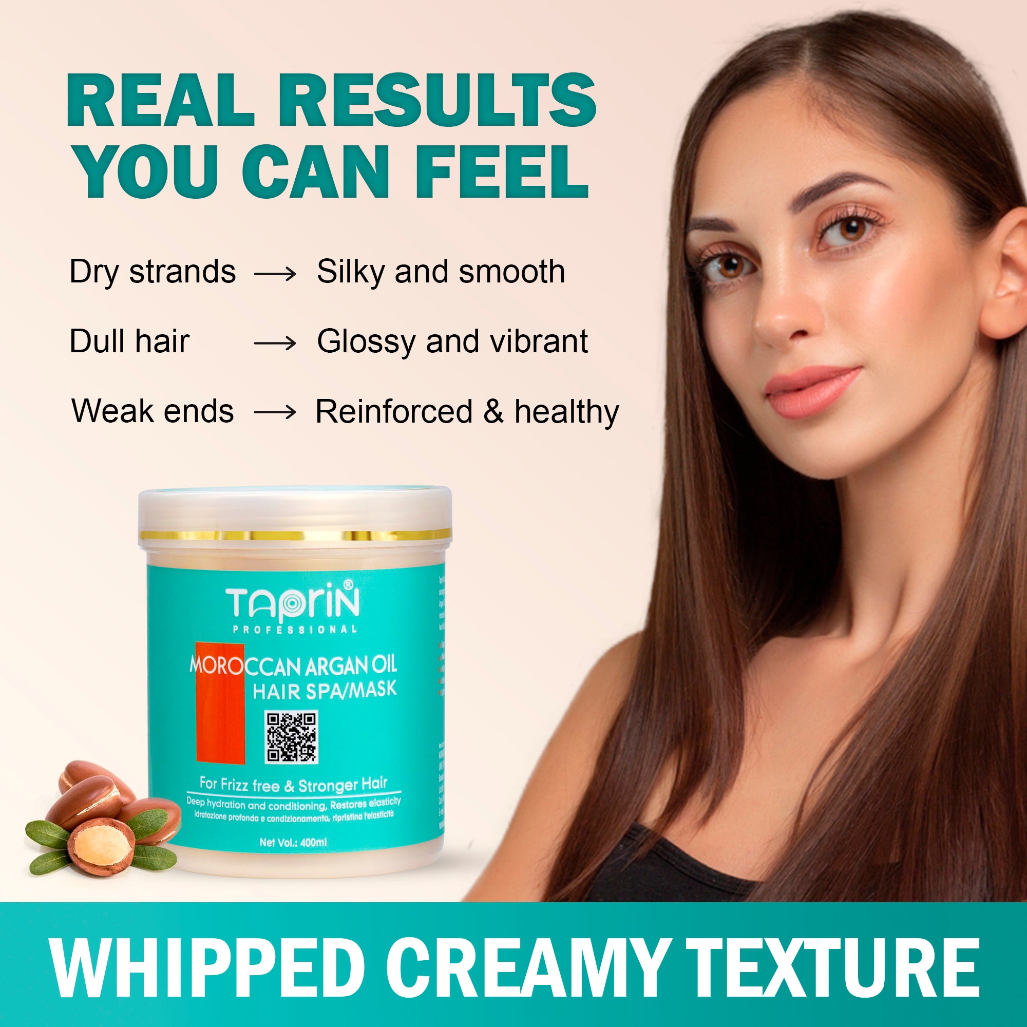 Taprin Moroccan Argan oil Hair mask for frizz free & stronger hair -400 ml