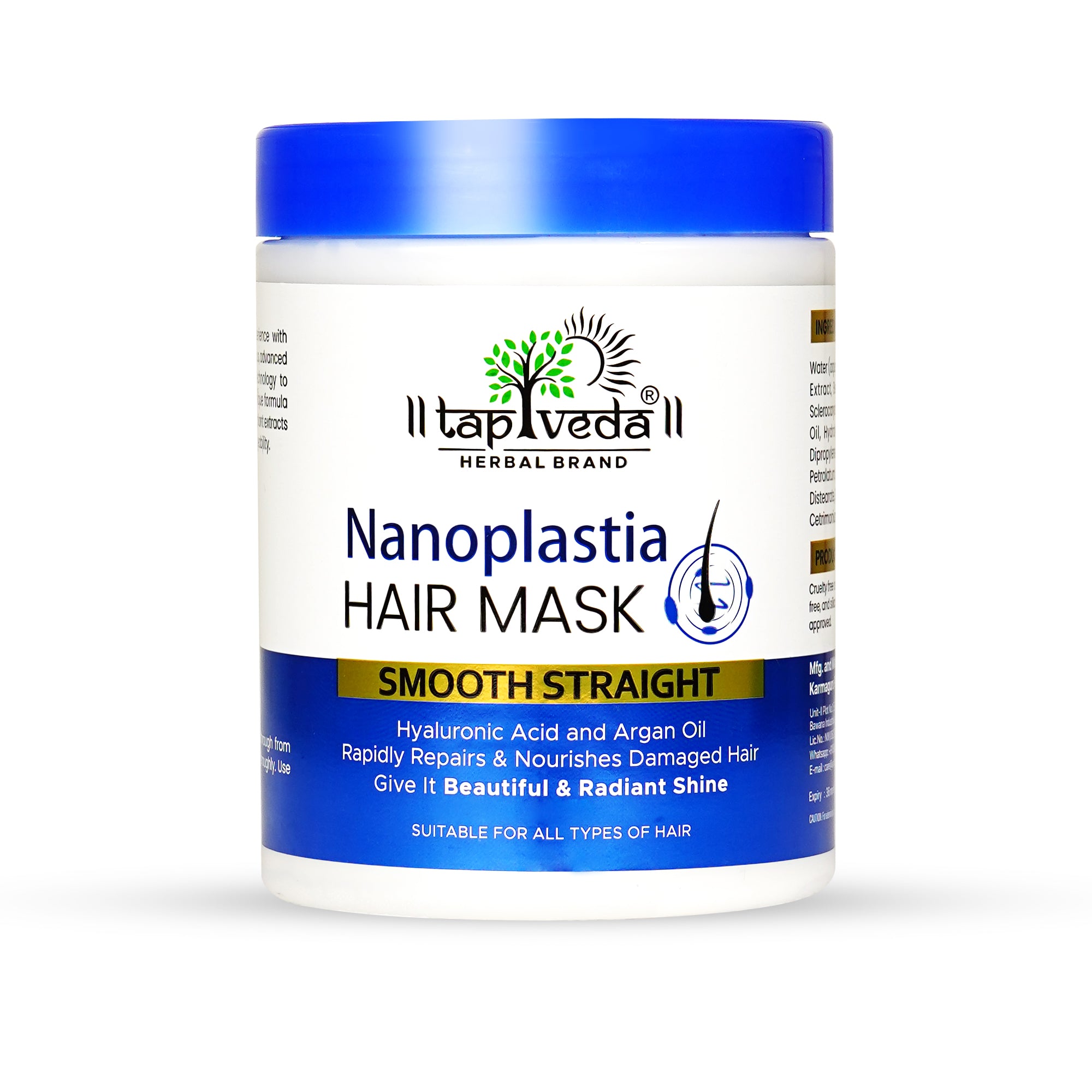 Tapveda Nanoplastia Hair Mask 1000ml | Hair Spa For Beautiful Smooth Straight Hair | With Hyaluronic Acid and Argan Oil