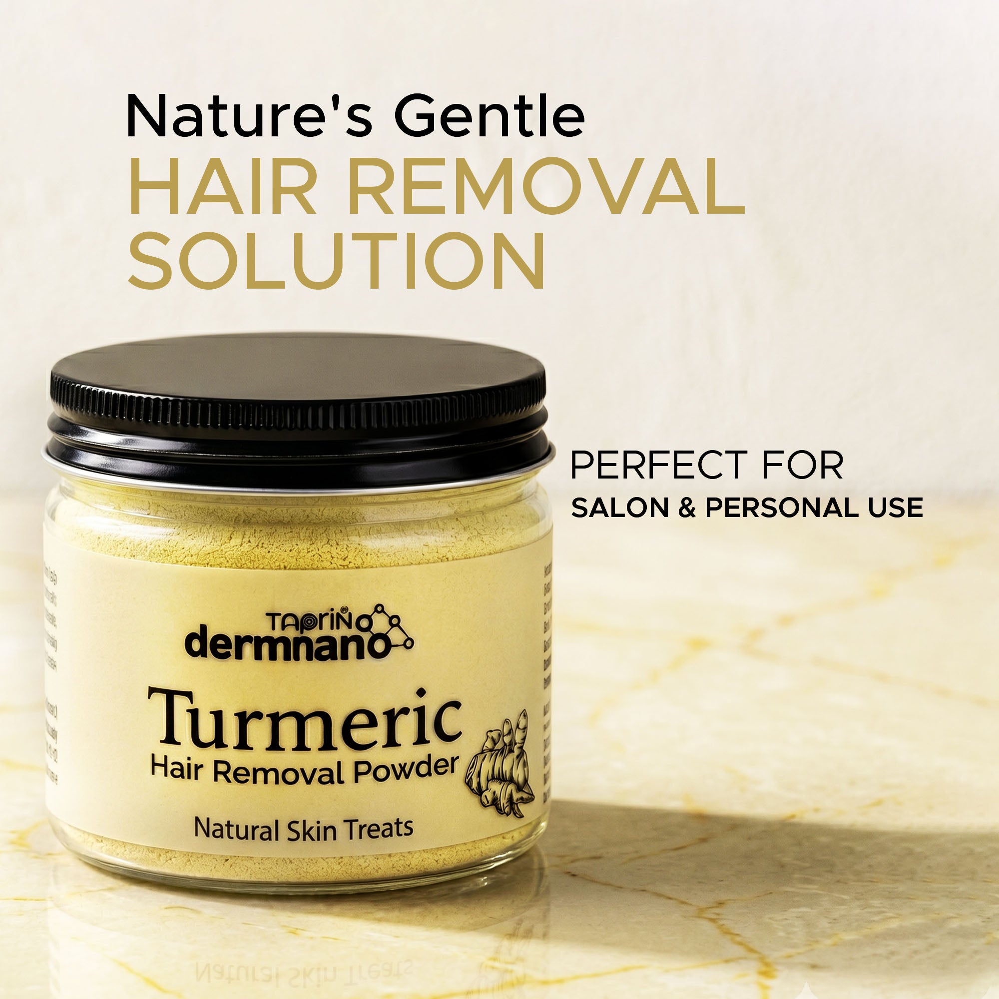 Taprin Dermnano Turmeric Body Hair Removal Powder | Herbal Hair Removal Powder for Smooth Looking Skin