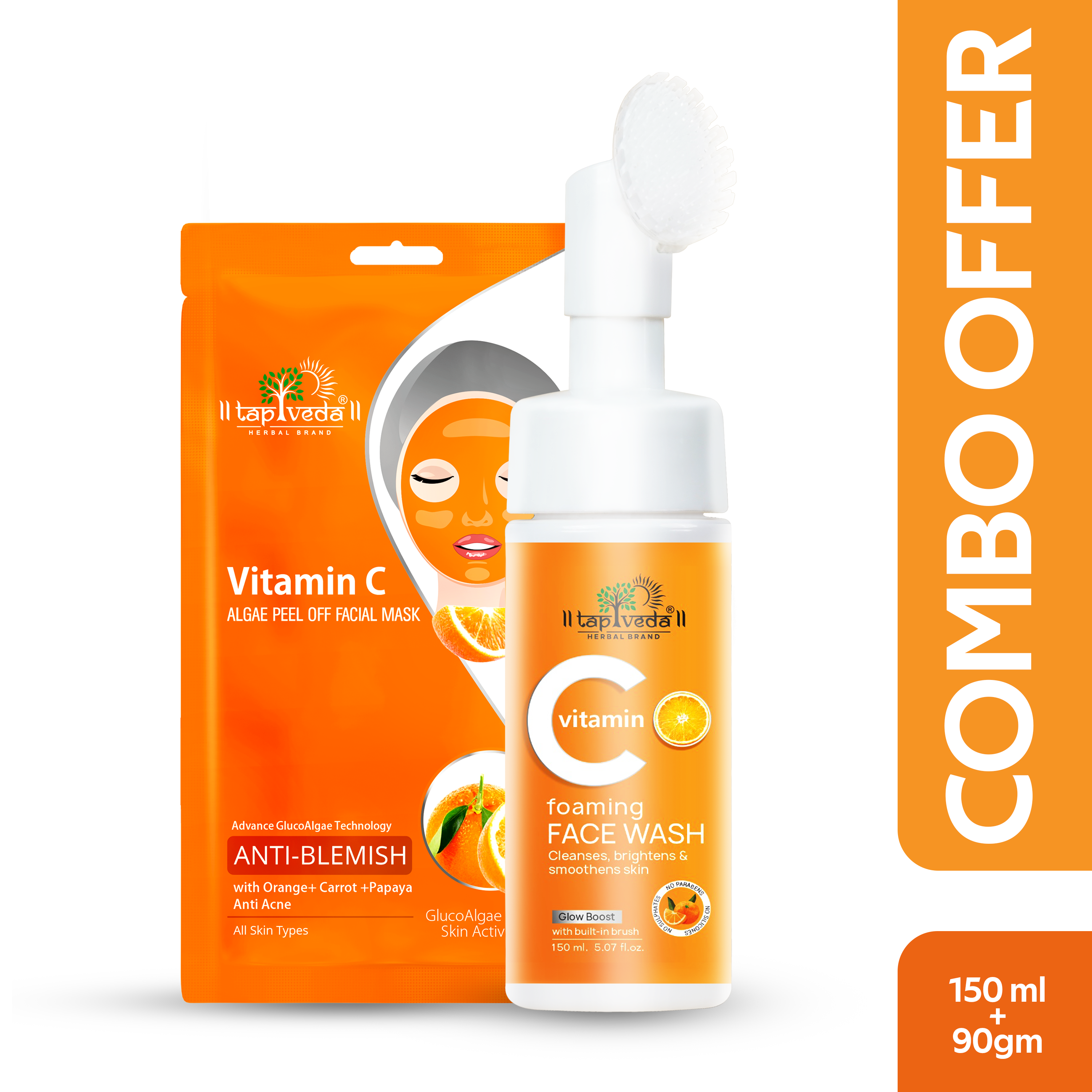 Vitamin C Face Mask with Algae & Vitamin C Foaming Face Wash Combo