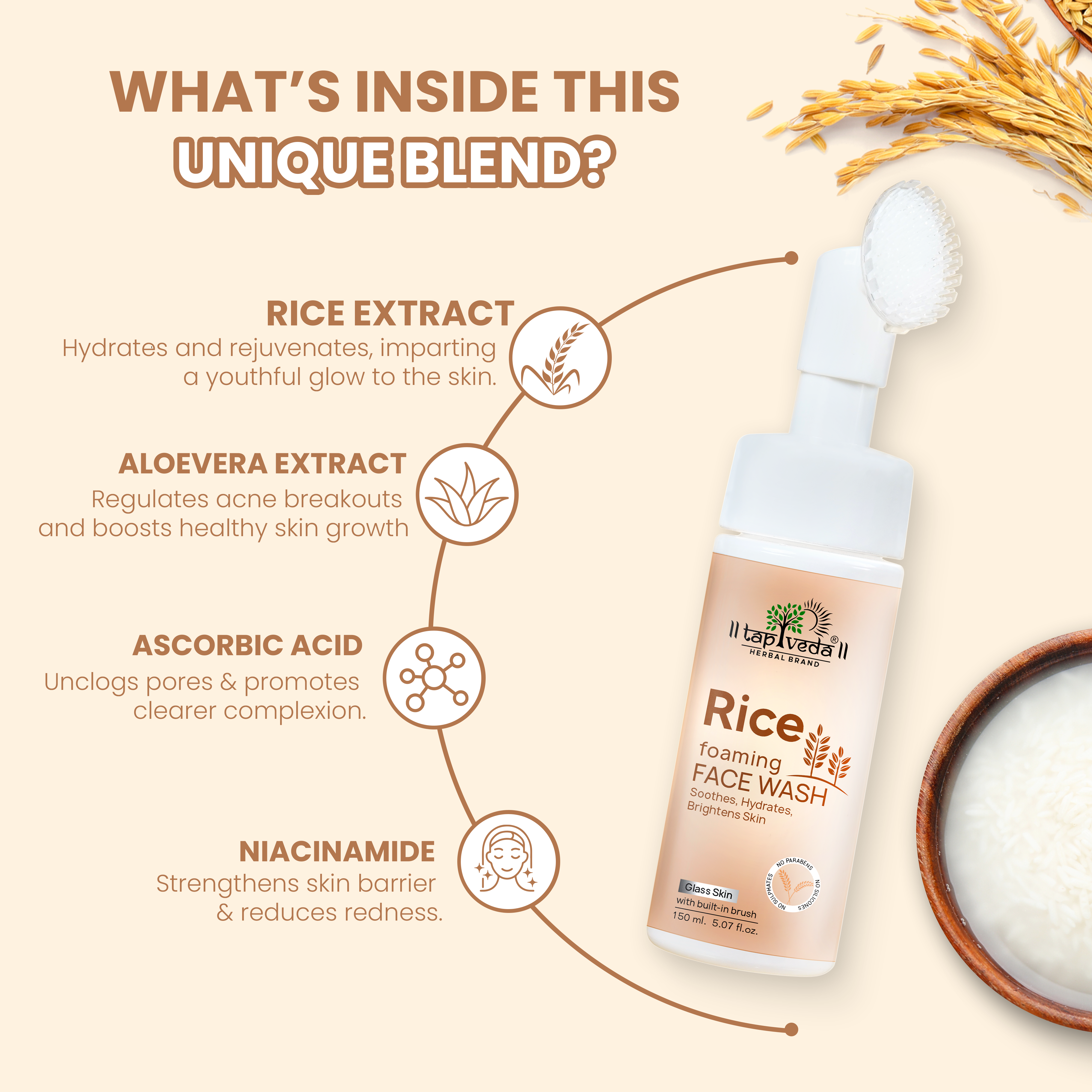 Ingredients of rice face wash