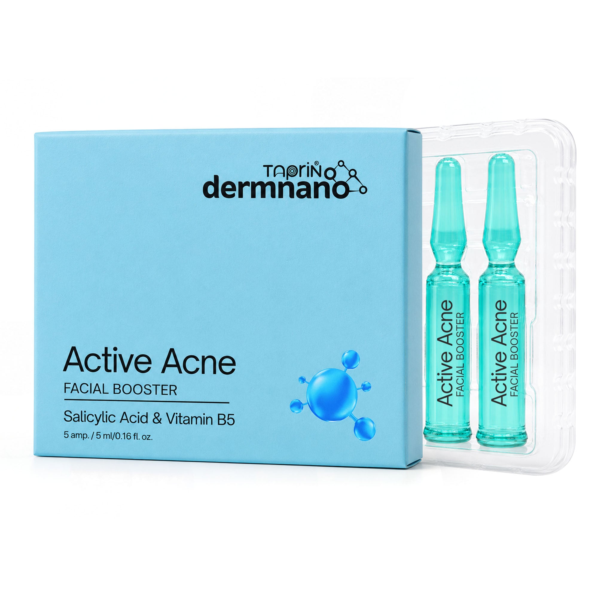 Active Acne Facial Kit Booster Ampoule with Salicylic Acid & Vitamin B5 | Pimple Control Facial Serum for Acne Prone & Oily Skin (5 x 5ml)