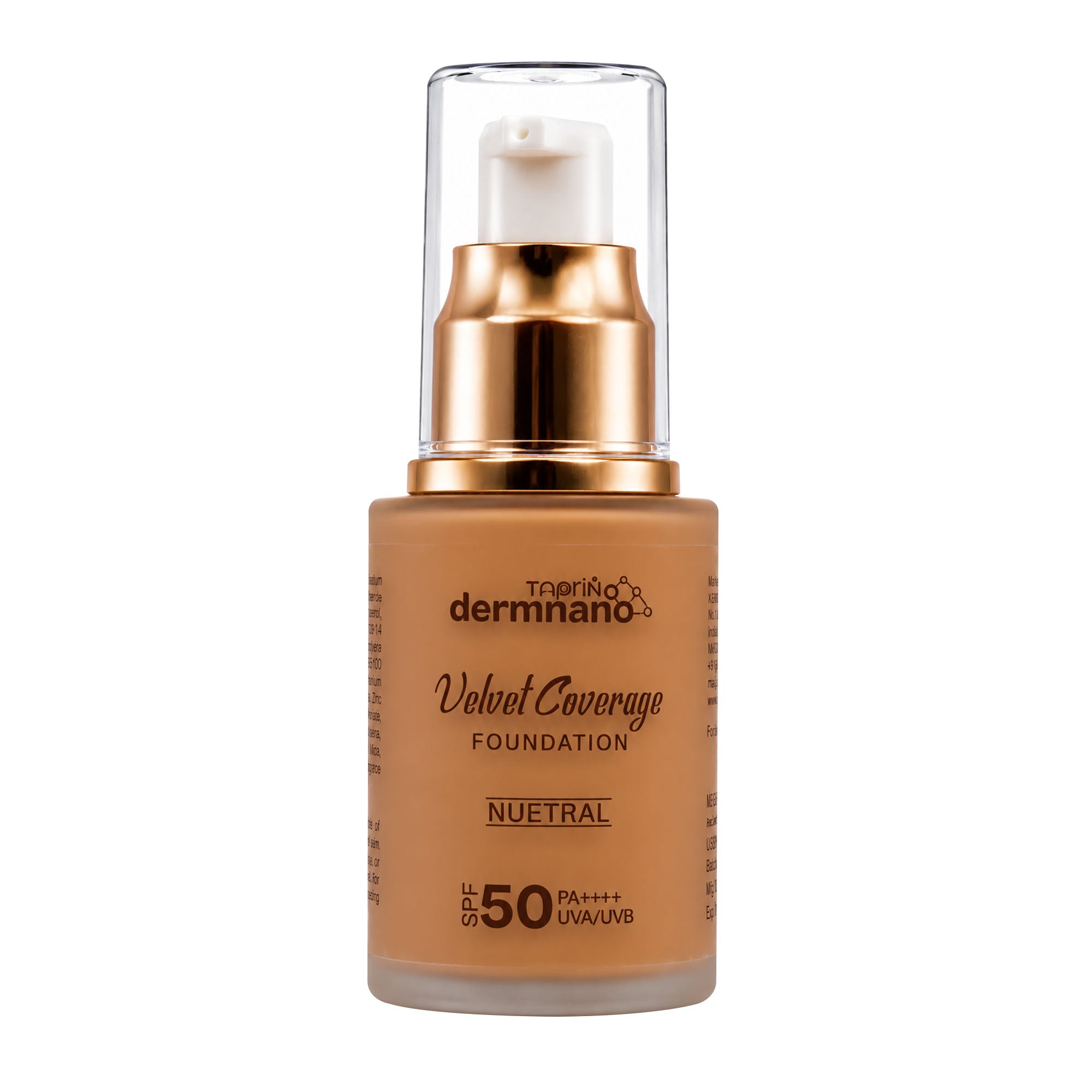 Velvet Coverage Foundation SPF 50 PA++++ | Neutral Shade Lightweight Matte Foundation | 30ml