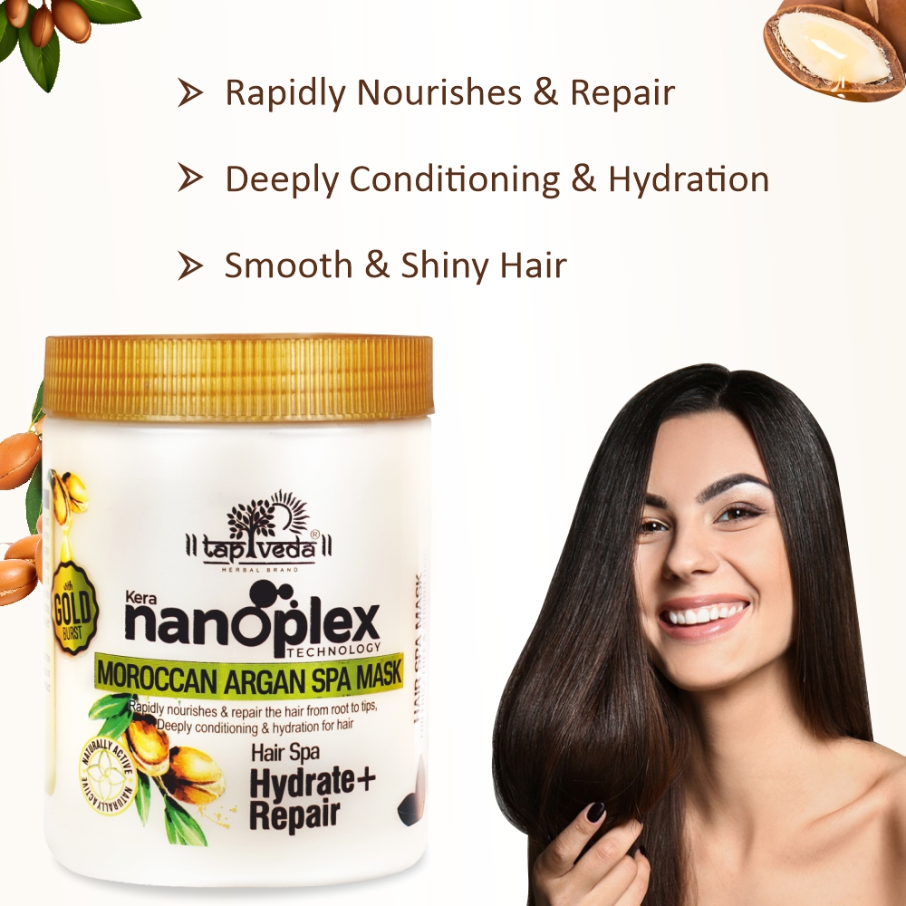 Moroccan argan spa mask repairs damaged hair