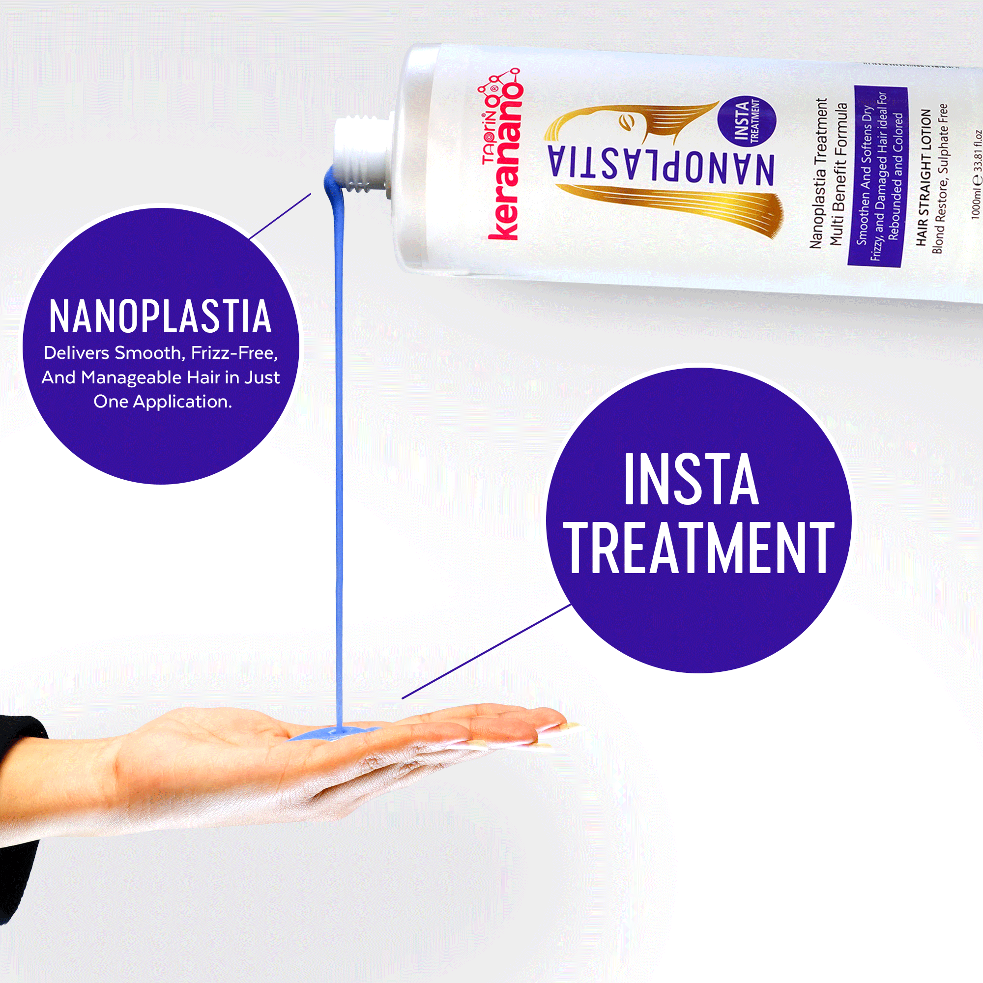 Nanoplastia hair treatment delivers frizz control smooth shiny straight hair
