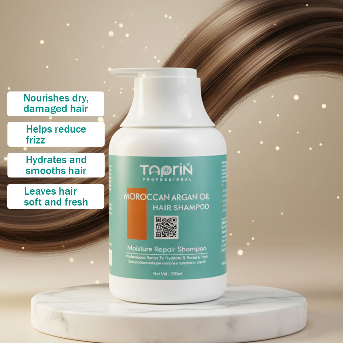 Taprin Moroccan Argan Oil Shampoo for dry and frizzy hair from argan oil hair care kit