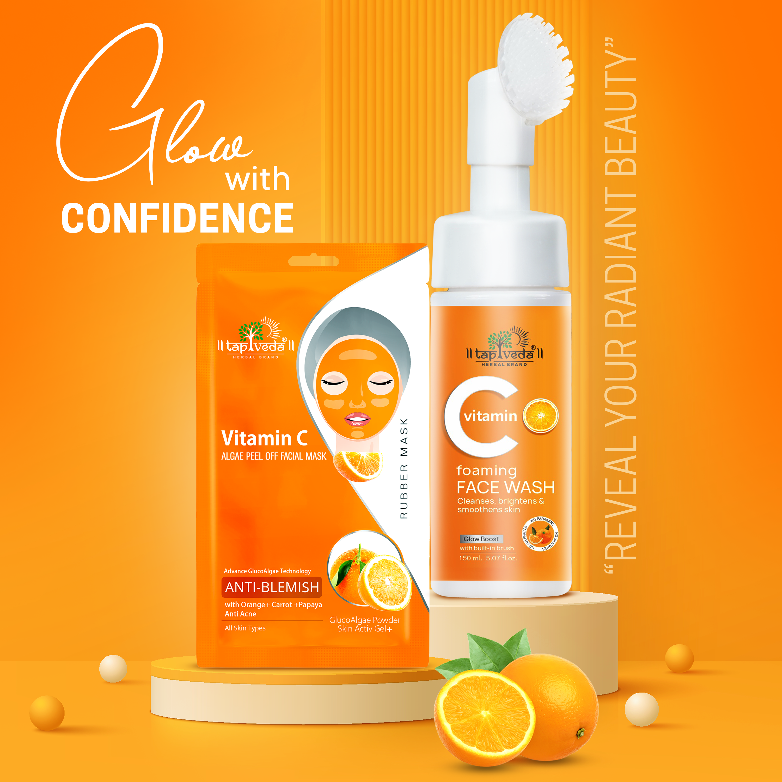 tapveda vitamin c face mask and foming face wash combo