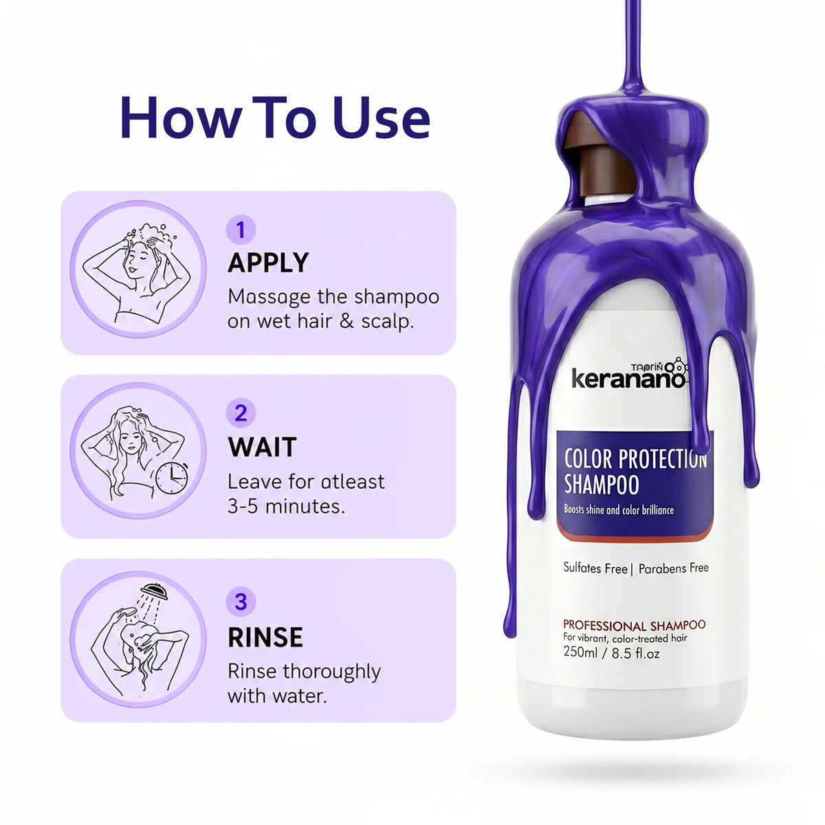Taprin Keranano Color Protection Hair Care Combo | Sulfate Free Shampoo + Color Protection Hair Mask for Colored & Chemically Treated Hair |  (250ml+400ml)